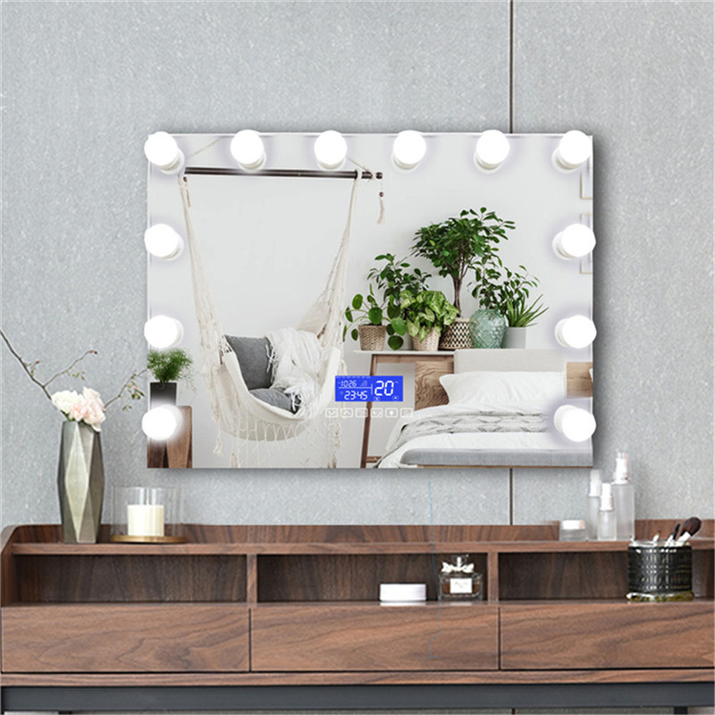 Dekorativ skönhet Vanity Touch Screen Bluetooth Mirror Wall-monterad Hollywood fåfänga spegel